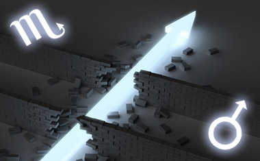 arrow going through brick wall