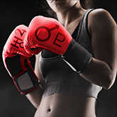 boxing gloves with planet symbols