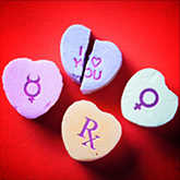 heart candy with planet symbols