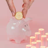 Karma Coins against Purple Gradient background