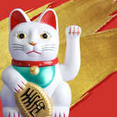 luck, gold, ceramic cat, red