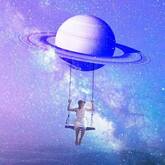 woman swinging in space