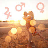 couple with astrology symbols