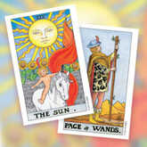 summer tarot cards the sun and page of wands