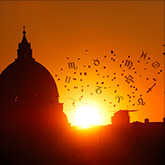 vatican at sunset with zodiac sign symbols