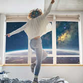woman dancing in space