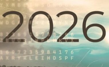 Two people stand on a riverbank and look toward the horizon, representing the numerology of 2026.