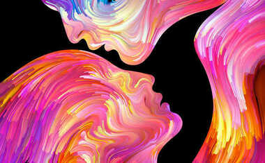Colorful silhouettes of faces