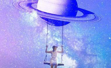 woman swinging in space