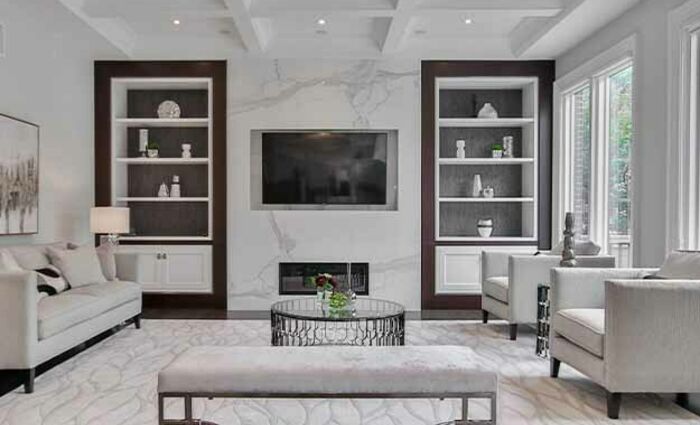 clean white living room