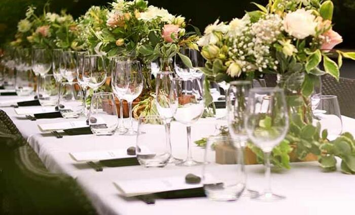 wedding table decorated