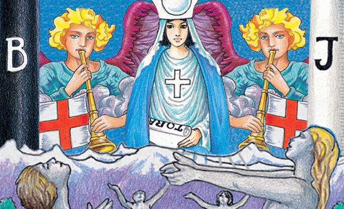 Images from the Rider Waite Tarot represent The High Priestess and Judgement birth cards.