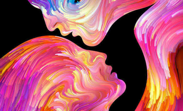 Colorful silhouettes of faces