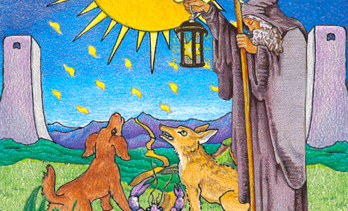 Images from the classic Rider Waite Tarot represent The Hermit and The Moon birth cards.