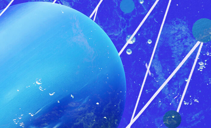 neptune floating on a textured background