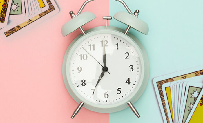 Clock with tarot cards