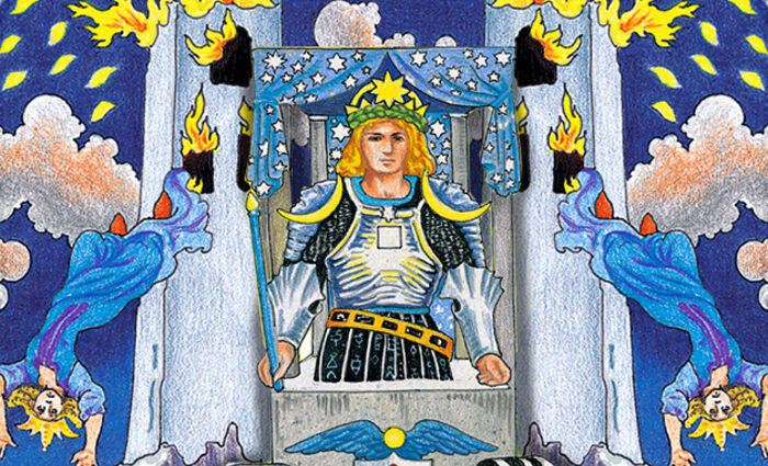 Images from the classic Rider Waite Tarot represent The Chariot and The Tower birth cards.