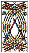 Ten of Swords Tarot card in Swiss (1JJ) Tarot deck