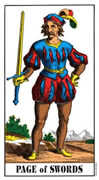 Page of Swords Tarot card in Swiss (1JJ) deck