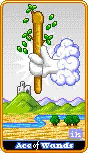 Ace of Wands Tarot card in 8-Bit Tarot Tarot deck