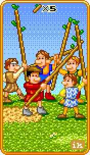 Five of Wands Tarot card in 8-Bit Tarot Tarot deck