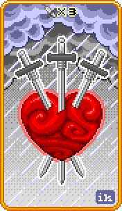 Three of Swords Tarot card in 8-Bit Tarot Tarot deck