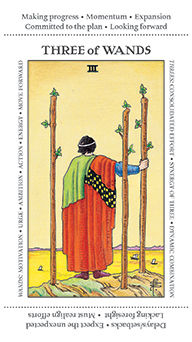 Three of Wands Tarot card in Apprentice Tarot deck