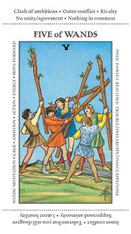 Five of Wands Tarot card in Apprentice Tarot deck