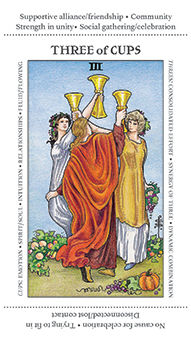 Three of Cups Tarot card in Apprentice Tarot deck