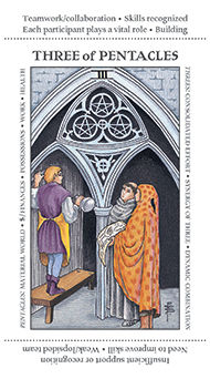 Three of Pentacles Tarot card in Apprentice Tarot deck