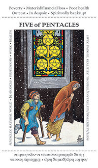 Five of Pentacles Tarot card in Apprentice Tarot deck