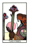 Two of Rods Tarot card in Aquarian deck