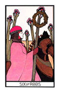 Six of Rods Tarot card in Aquarian deck