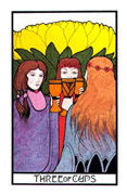 Three of Cups Tarot card in Aquarian deck