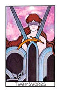 Two of Swords Tarot card in Aquarian Tarot deck