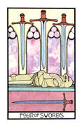 Four of Swords Tarot card in Aquarian deck