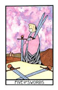 Five of Swords Tarot card in Aquarian deck