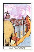 Six of Swords Tarot card in Aquarian Tarot deck