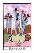 Ten of Swords Tarot card in Aquarian deck