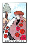 Nine of Coins Tarot card in Aquarian deck