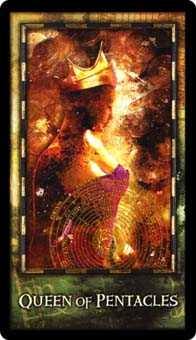 Queen of Coins Tarot card in Archeon Tarot deck