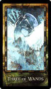 Three of Wands Tarot card in Archeon Tarot deck