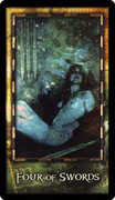 Four of Swords Tarot card in Archeon Tarot deck