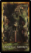 Queen of Swords Tarot card in Archeon deck
