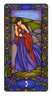 Three of Swords Tarot card in Art Nouveau Tarot deck