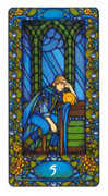 Five of Cups Tarot card in Art Nouveau deck