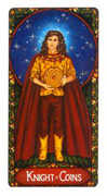 Knight of Coins Tarot card in Art Nouveau deck