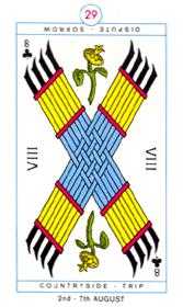 Eight of Clubs Tarot card in Cagliostro Tarot deck