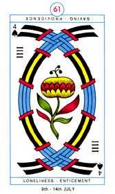 Four of Spades Tarot card in Cagliostro Tarot deck