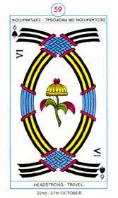Six of Spades Tarot card in Cagliostro Tarot deck